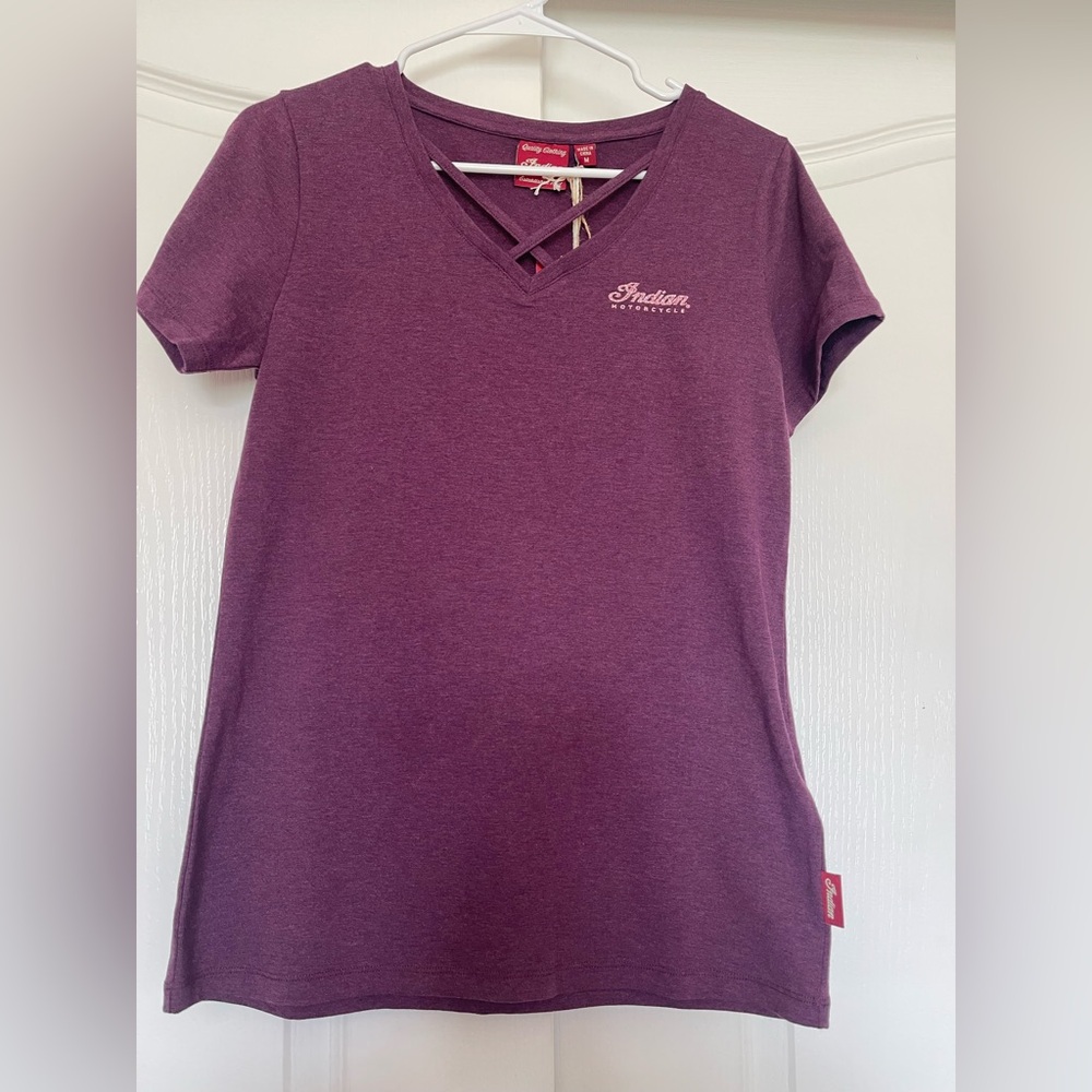 Indian Motorcycle Women’s Purple Glitter Headdress T-shirt Sz M